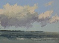 An oil painting done on location of cloud formations over Puget Sound.